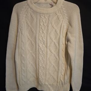 Elegant Cream Cable Knit Turtleneck Sweater